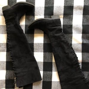 Justfab thigh high lace up boots